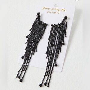 Free People Black Beaded Waterfall Earrings